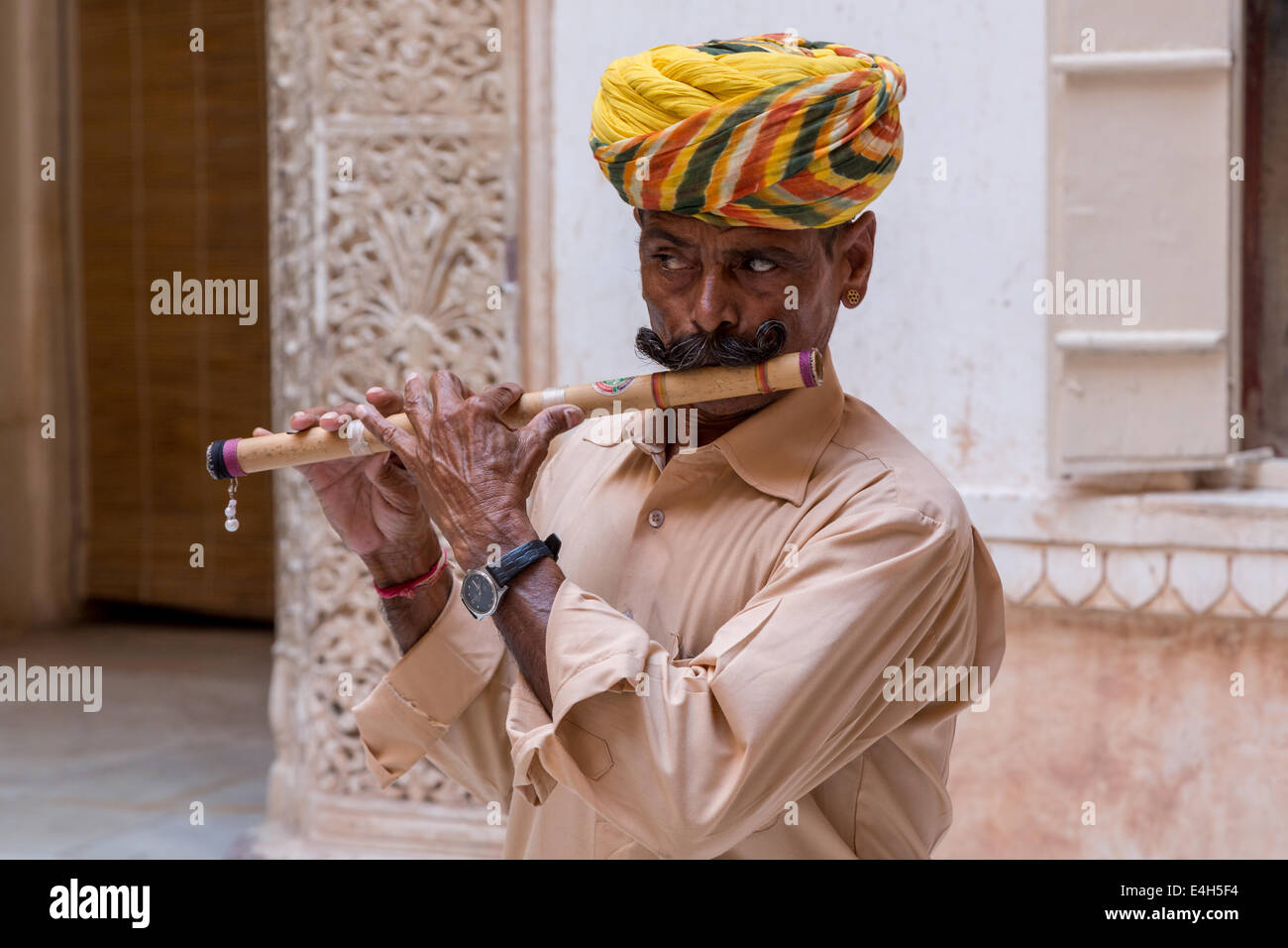Les joueurs de flûte indienne à Jodhpur, Rajasthan Asie Banque D'Images