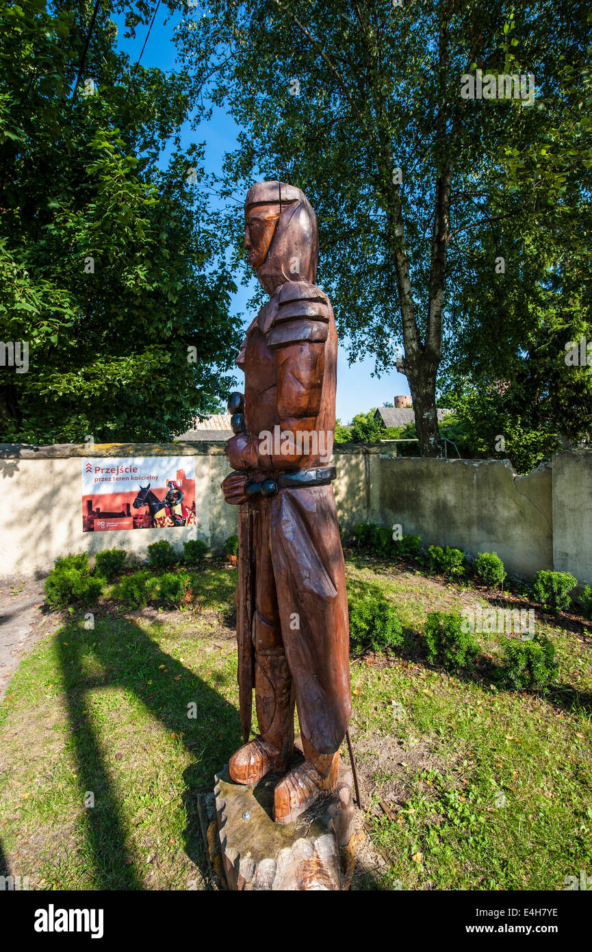 Une figure en bois d'un chevalier médiéval à Gdynia, Pologne, la Mazovie. Banque D'Images