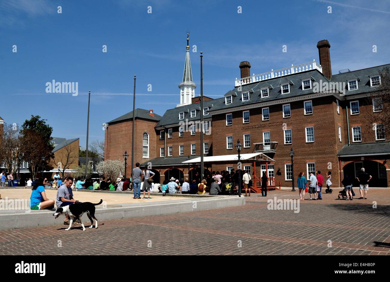 Alexandria, Virginia : musiciens sur une scène couverte de divertir au Market Square à côté de l'Hôtel de Ville d'Alexandria Banque D'Images