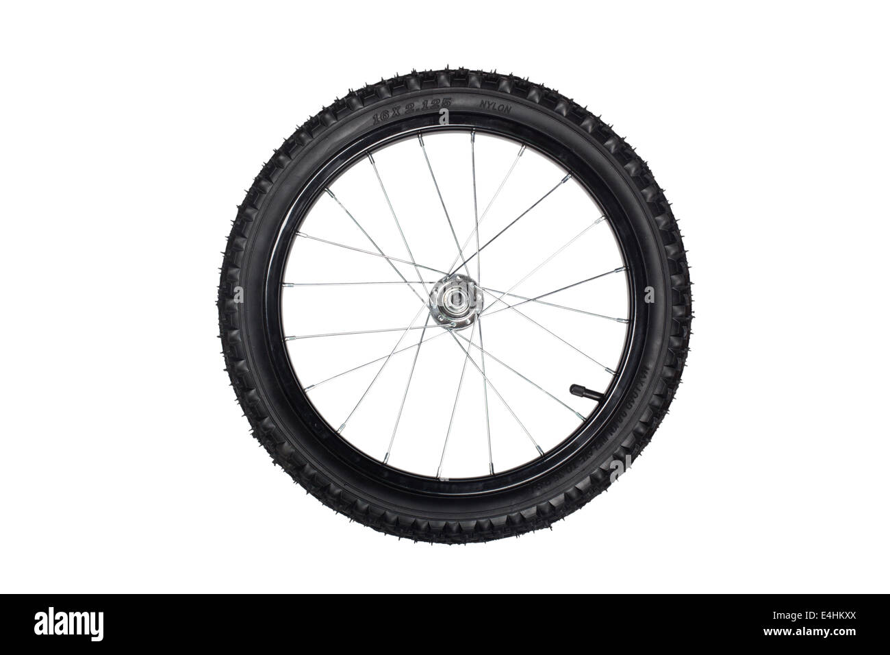 D'une roue avant de vélo enfants isolé sur fond blanc Banque D'Images