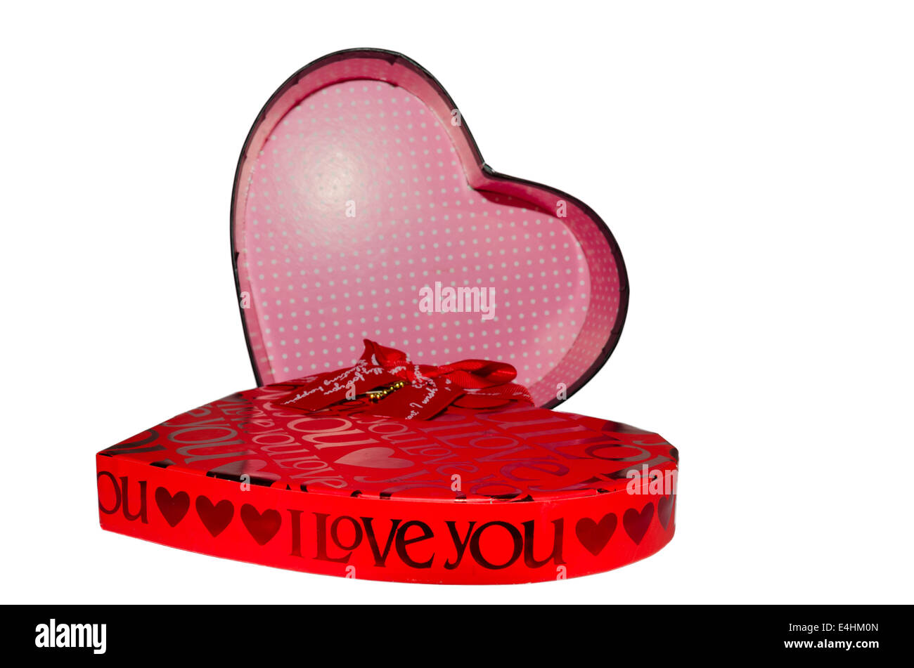 Boîte cadeau rouge et noir sur fond blanc studio. Banque D'Images