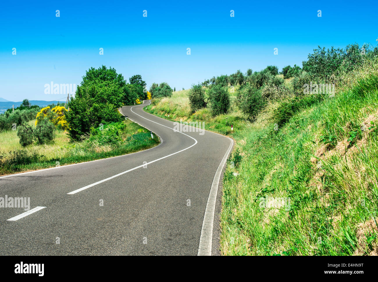 Les routes en Toscane, Italie. La lumière du jour Banque D'Images