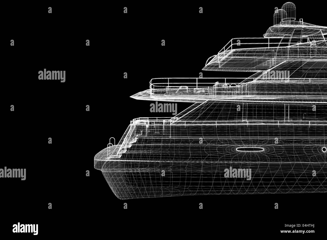 Yacht de luxe . Modèle 3D de la structure du corps, modèle de fil Banque D'Images