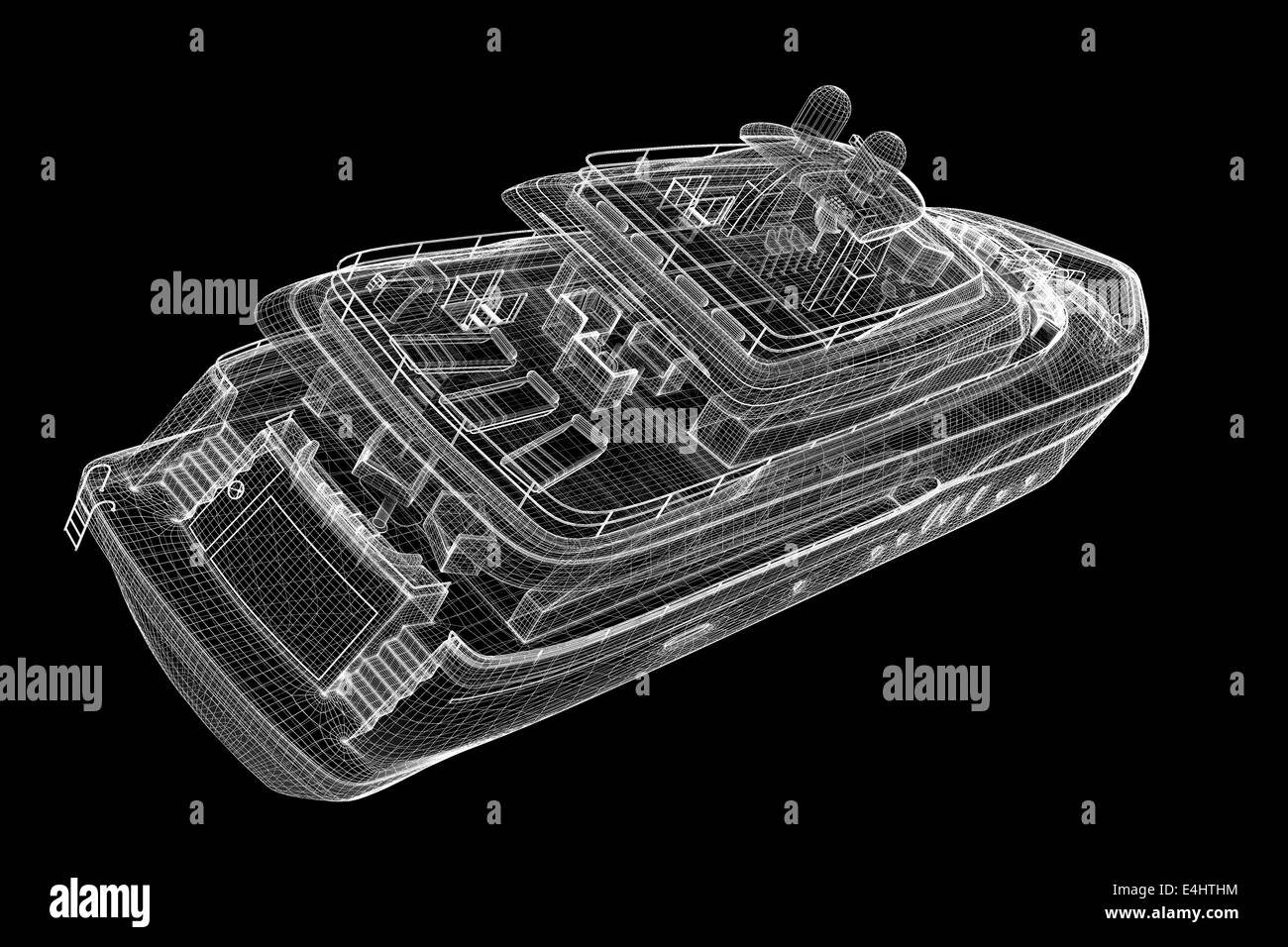 Yacht de luxe . Modèle 3D de la structure du corps, modèle de fil Banque D'Images