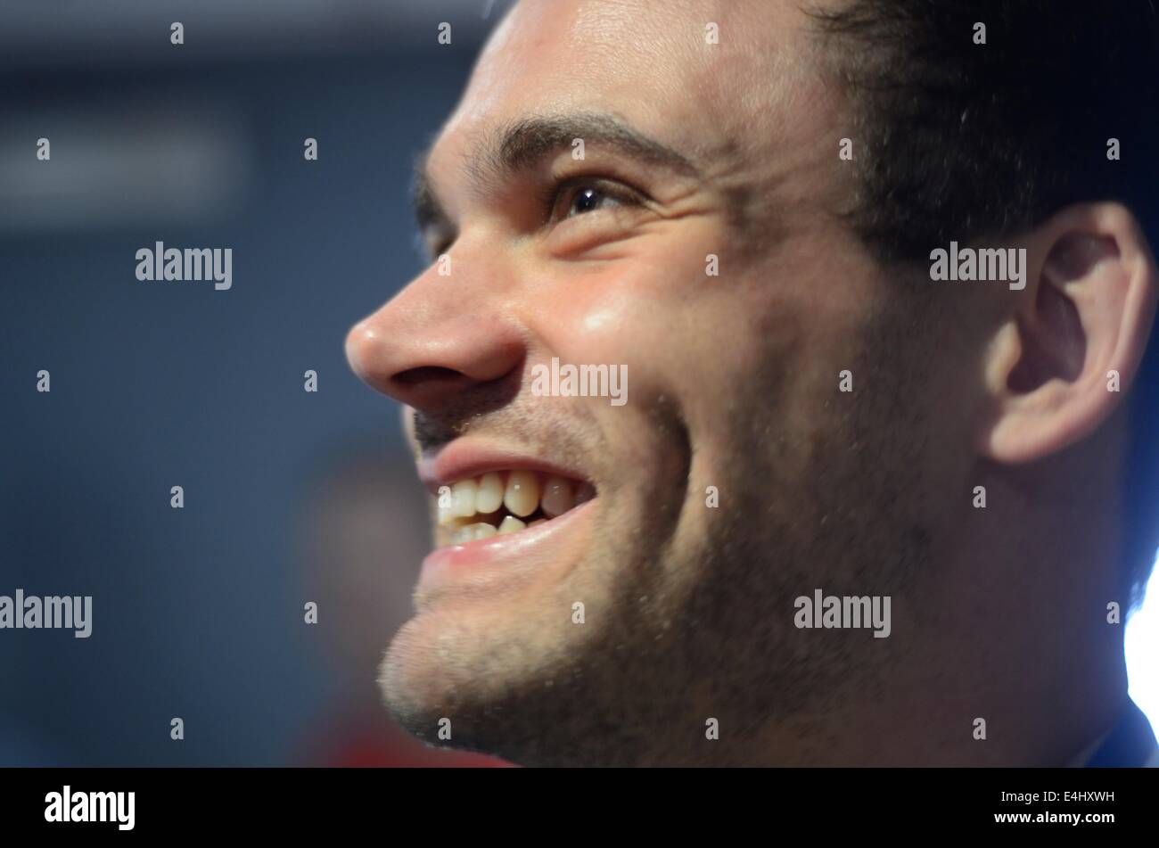 Close up Man smiling face Banque D'Images