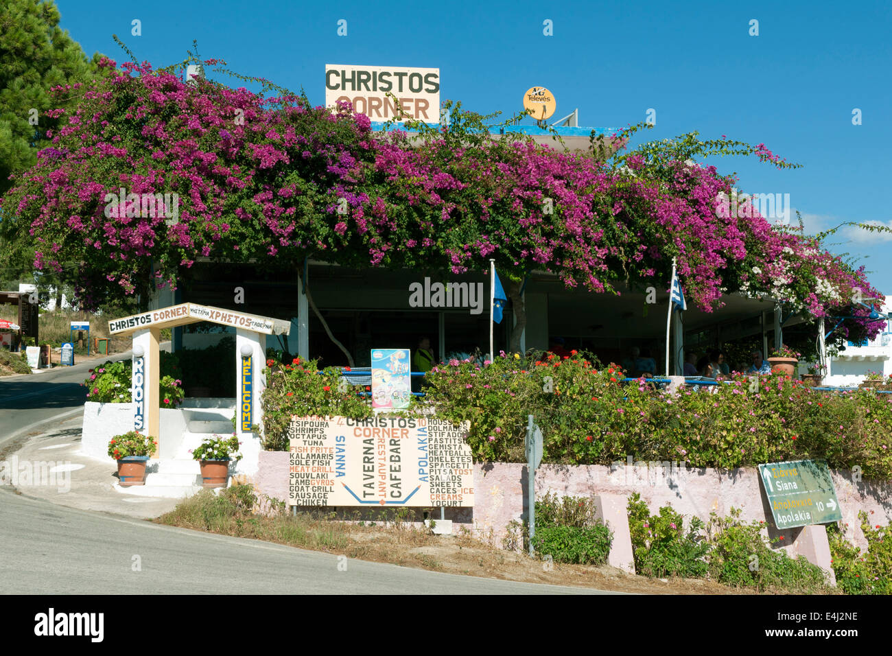 Spanien, Rhodos, Monolithos, Taverne Christos Corner Banque D'Images