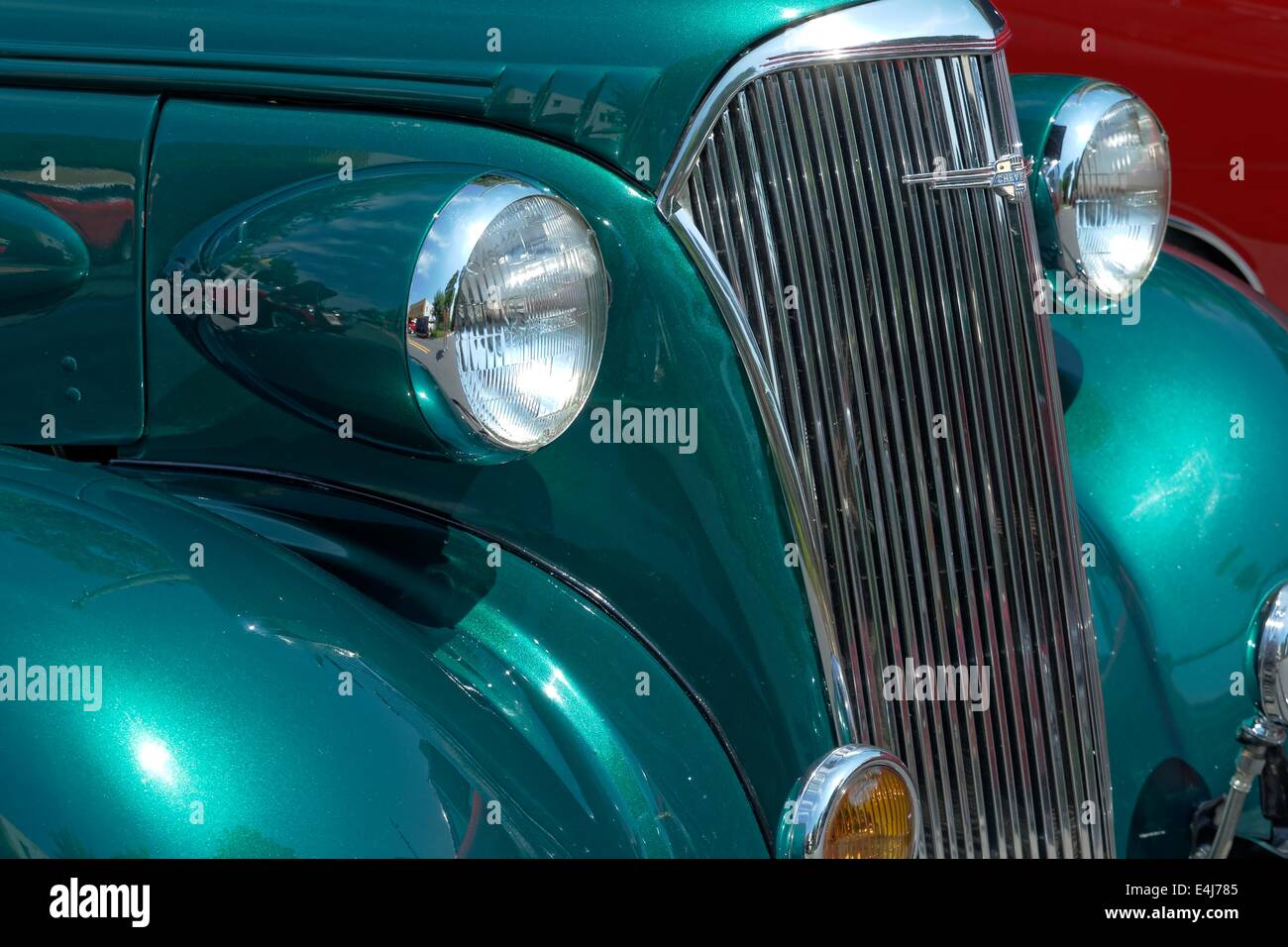 Antique automobile Chevrolet verte. Banque D'Images
