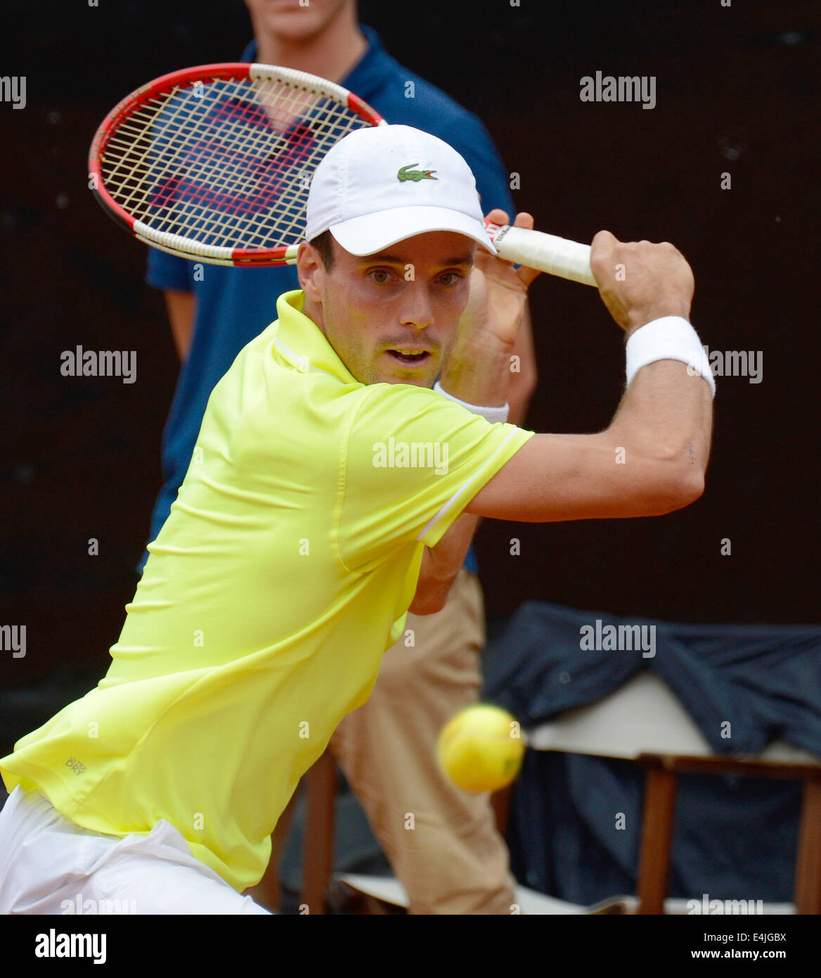 Stuttgart, Allemagne. Le 13 juillet, 2014. L'Espagnol Roberto Bautista Agut pendant le tournoi de tennis de l'ATP à Stuttgart, Allemagne, 13 juillet 2014. Photo : Daniel Maurer/dpa/Alamy Live News Banque D'Images