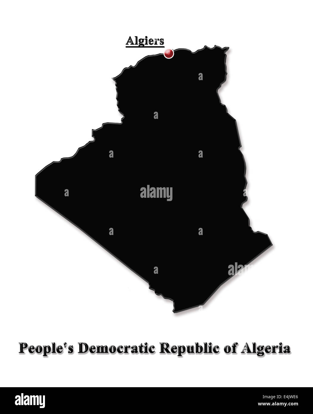 Carte de l'Algérie, en anglais Banque D'Images