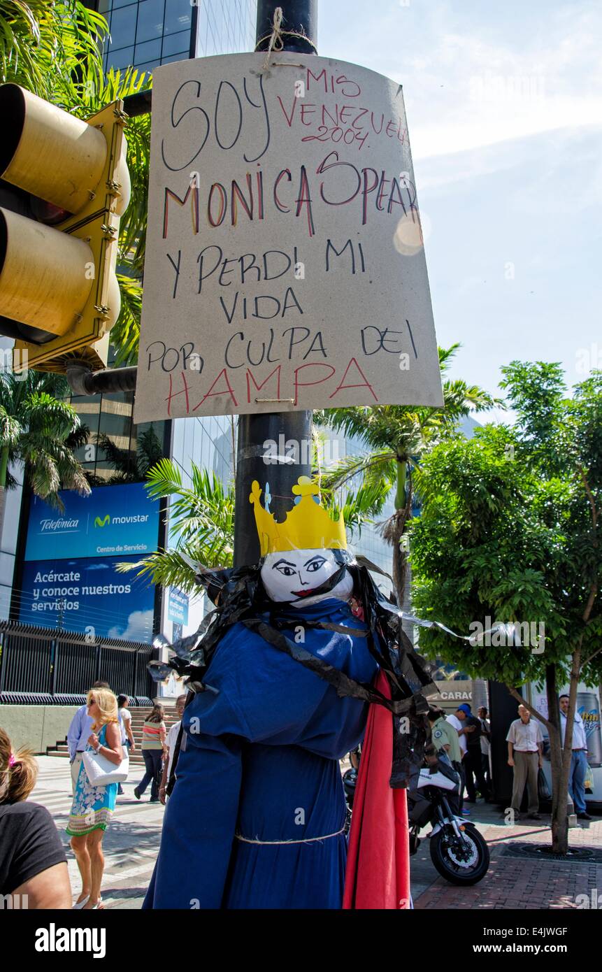 Vénézueliens protester en masse dans des manifestations rivales. La place d'Altamira. Caracas, Venezuela. Banque D'Images