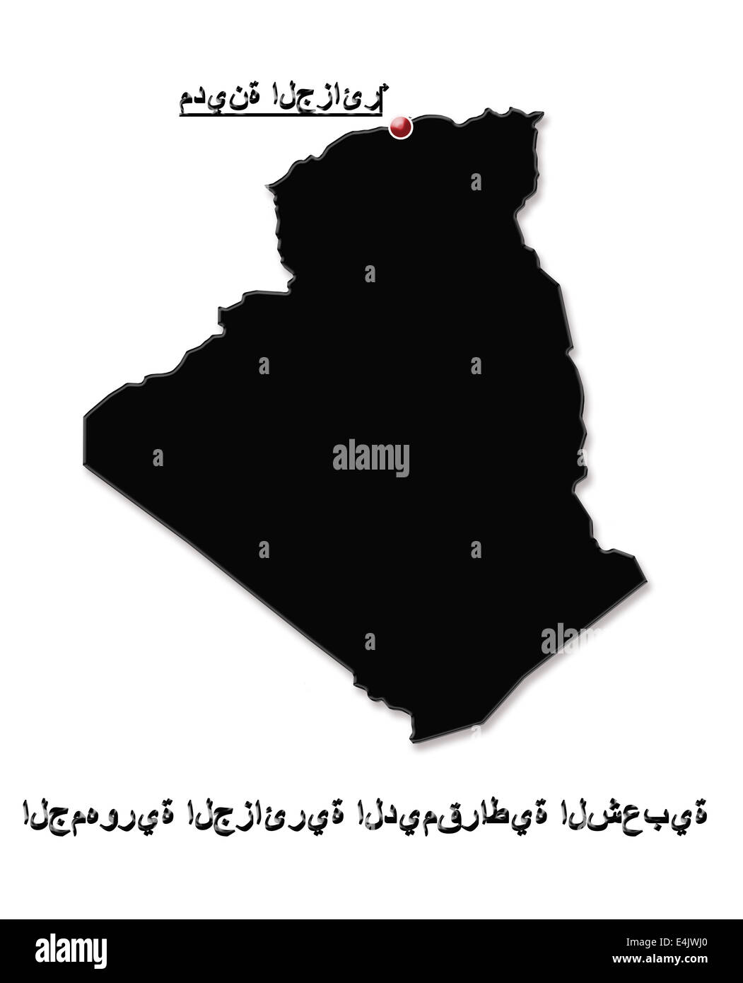 Carte de l'Algérie en arabe Banque D'Images