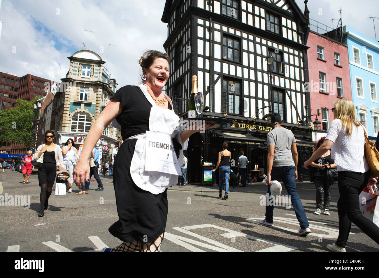 Serveurs Race : Soho, London, UK Banque D'Images