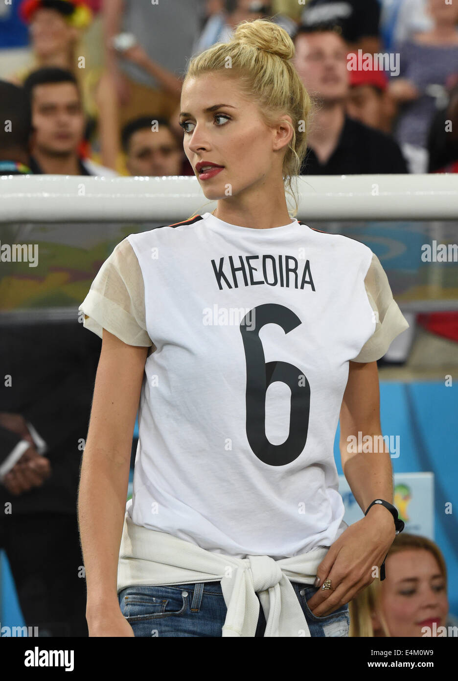 Rio de Janeiro, Brésil. Le 13 juillet, 2014. Lena Gercke, amie de Sami Khedira, après la Coupe du Monde FIFA 2014 football match final entre l'Allemagne et l'Argentine à l'Estadio do Maracana à Rio de Janeiro, Brésil, 13 juillet 2014. Photo : Andreas Gebert/dpa/Alamy Live News Banque D'Images