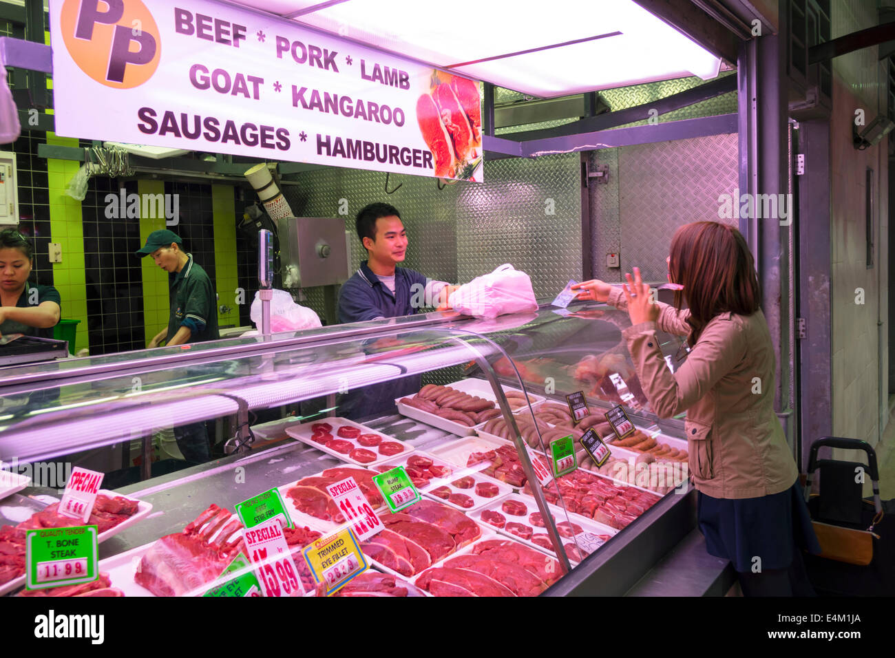 Melbourne Australie,Victoria CBD Central Business,District,Queen Victoria Market,vendeur vendeurs,stand stands distributeur marque de marché marchands Banque D'Images