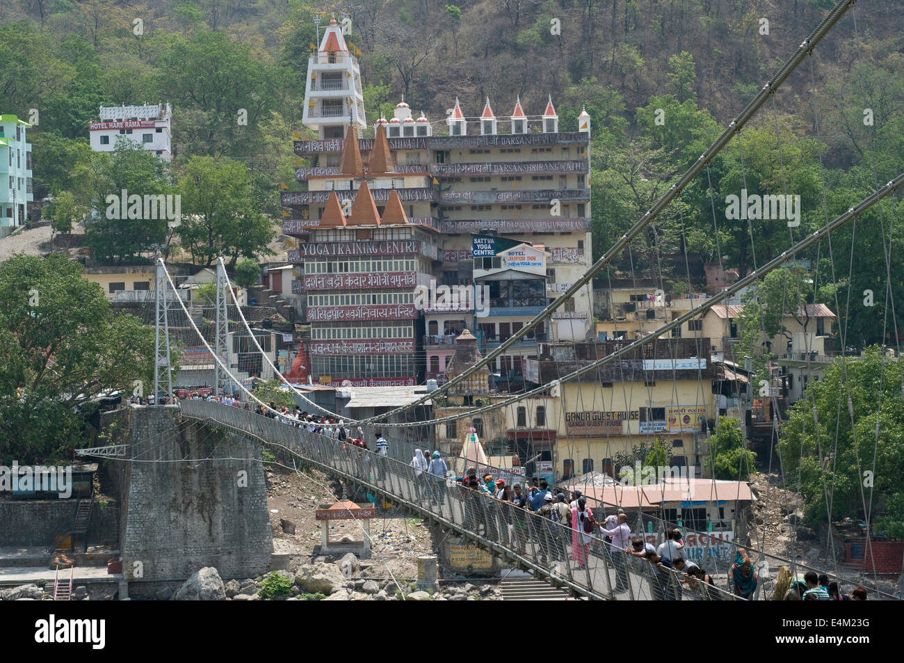 Laxman / Juhula / Lakshman Bridge, Rishikesh, Inde Banque D'Images