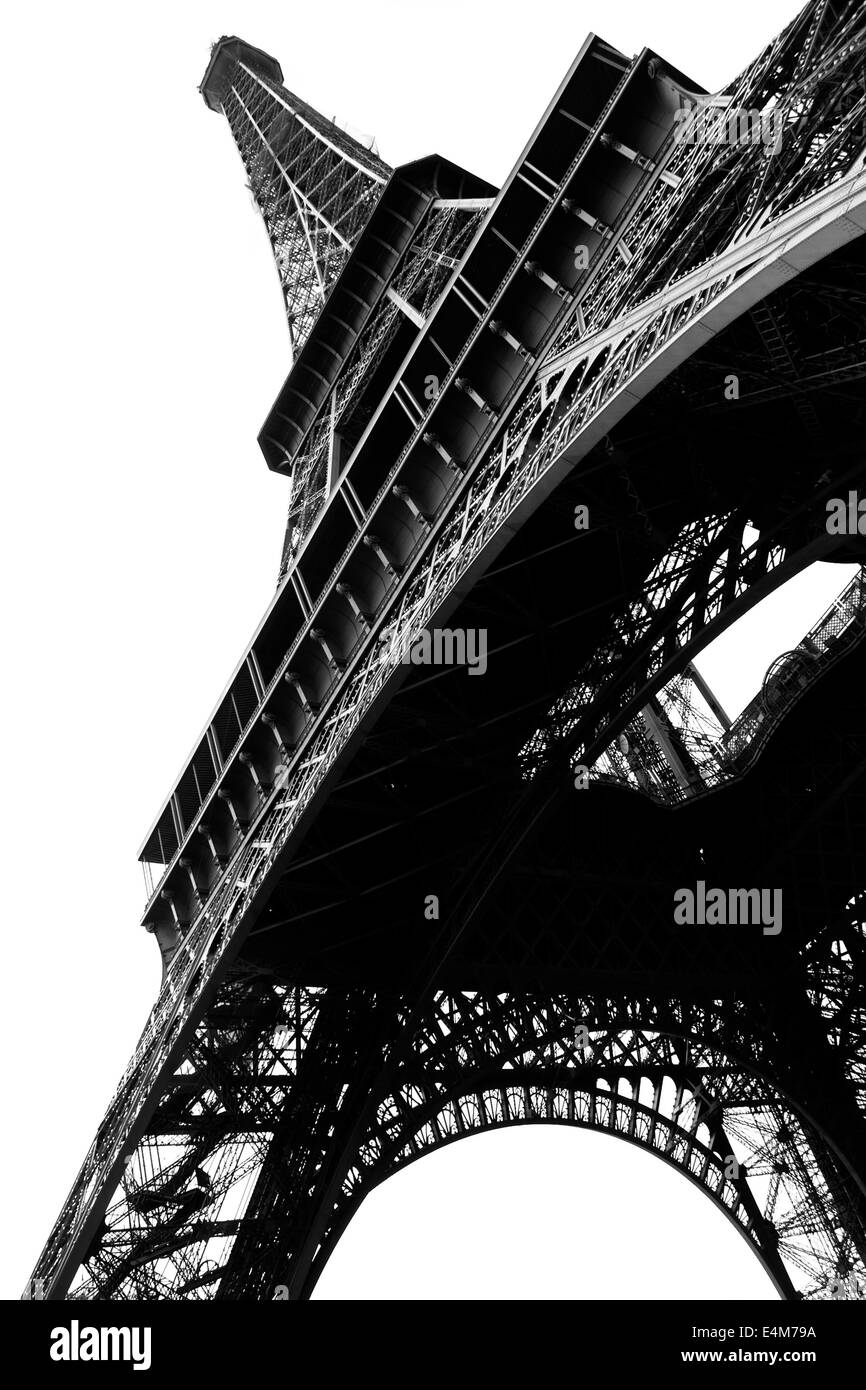 Tour Eiffel en contrat haut noir et blanc, Paris, France Banque D'Images