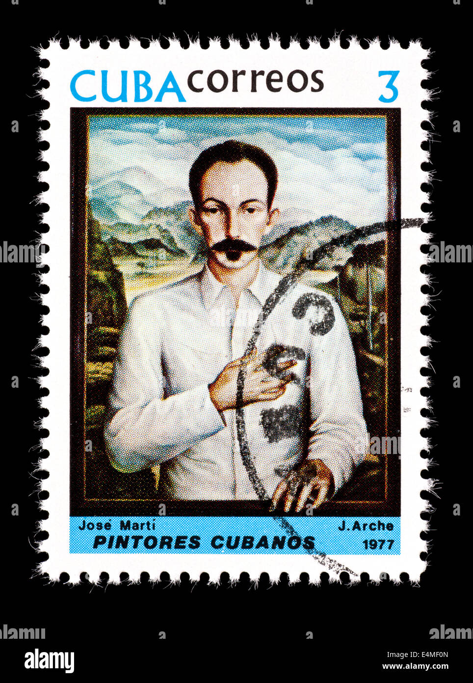 Timbre-poste de Cuba illustrant la Jorge Arche peinture 'Jose Marti" Banque D'Images