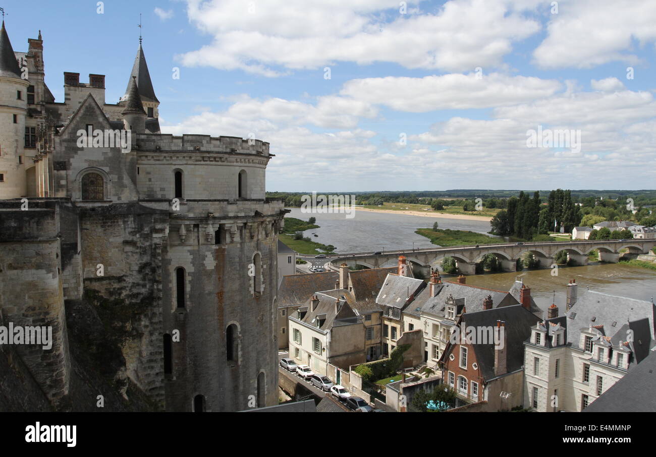 Murs d'Amboise, Château La Tour des Minimes et Loire France Juillet 2014 Banque D'Images