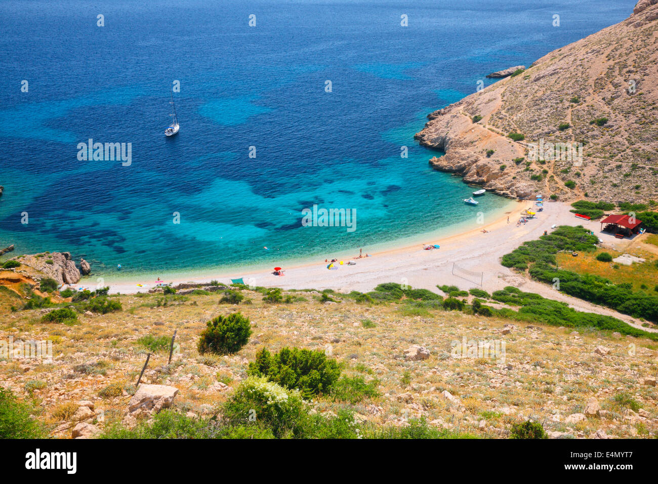 Stara Baska Beach - île de Krk, Croatie Banque D'Images