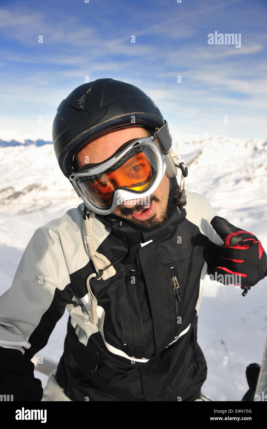L'hiver ski Neige Banque D'Images