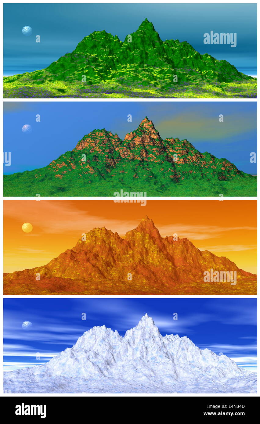 Quatre saisons et la montagne Photo Stock - Alamy