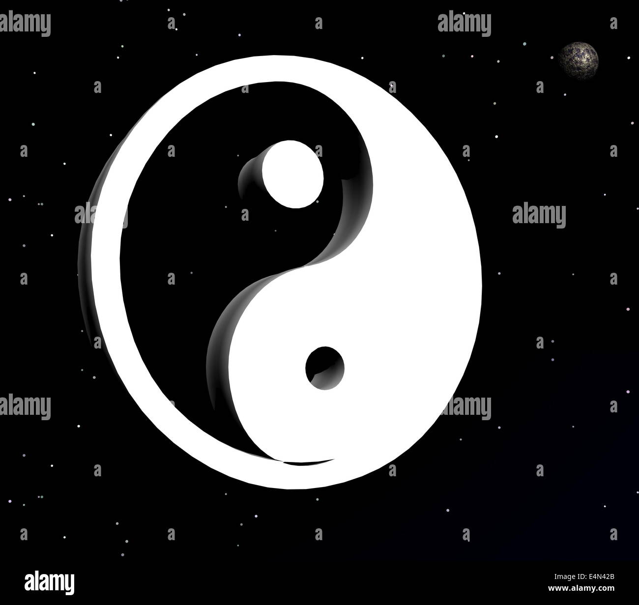 Yin et yang symbole dans la nuit Banque D'Images