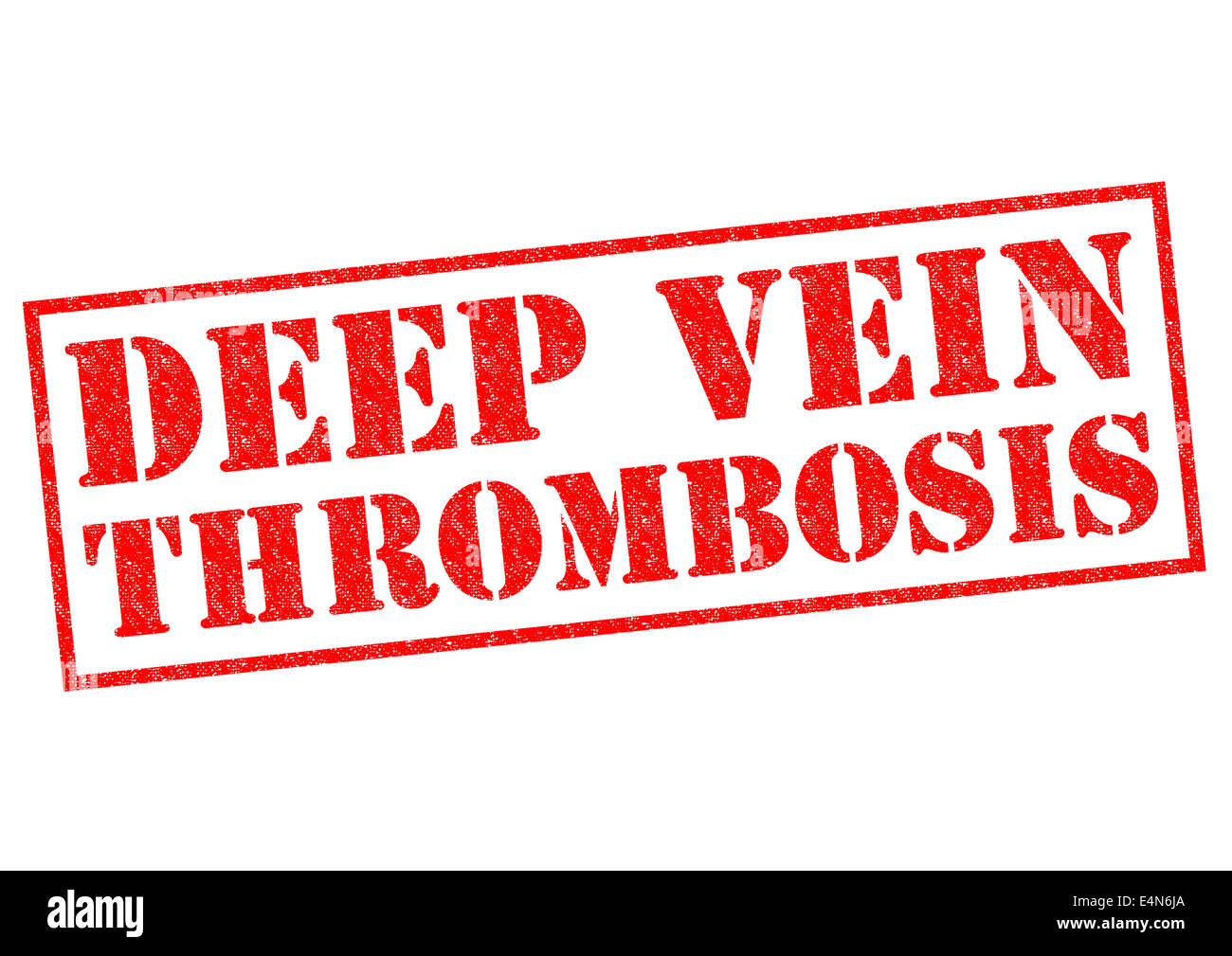 La thrombose profonde de veine de tampon en caoutchouc rouge sur un fond blanc. Banque D'Images