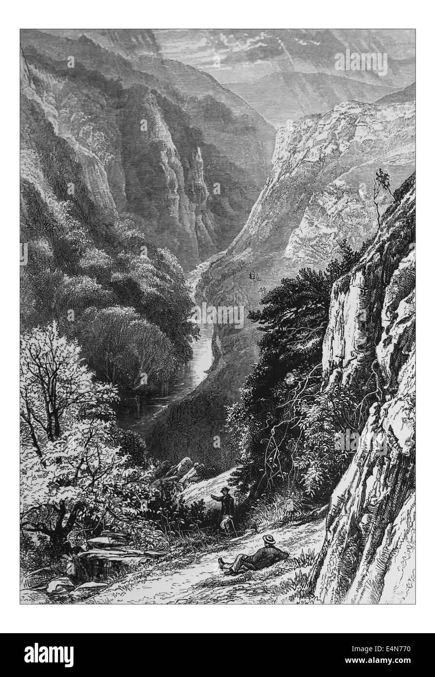 Dovedale  Illustration de 'les îles britanniques - Cassell Petter Galpin et pittoresque partie 5 l'Europe. 1877 L'Europe était un pittoresque' l'illustre série de magazines publiés par Cassell, Petter, Galpin & Co. de Londres, Paris et New York en 1877. Les publications touristiques représenté en Europe hante, avec des descriptions de texte et de l'acier et de gravures sur bois par d'éminents artistes de l'époque, tels que Harry Fenn, William H J Boot, Thomas C. L. Rowbotham, Henry T. Green , Myles B. Foster, John Mogford , David H. McKewan, William L. Leitch, Edmund M. Wimperis et Joseph B. Smith. Banque D'Images