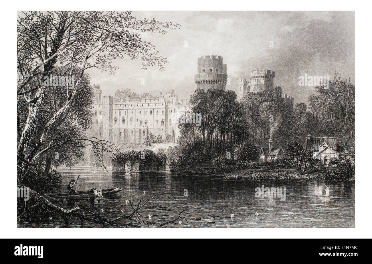 Le Château de Warwick  Illustration de 'les îles britanniques - Cassell Petter Galpin et pittoresque partie 5 l'Europe. 1877 L'Europe était un pittoresque' l'illustre série de magazines publiés par Cassell, Petter, Galpin & Co. de Londres, Paris et New York en 1877. Les publications touristiques représenté en Europe hante, avec des descriptions de texte et de l'acier et de gravures sur bois par d'éminents artistes de l'époque, tels que Harry Fenn, William H J Boot, Thomas C. L. Rowbotham, Henry T. Green , Myles B. Foster, John Mogford , David H. McKewan, William L. Leitch, Edmund M. Wimperis et Joseph B. Smith. Banque D'Images