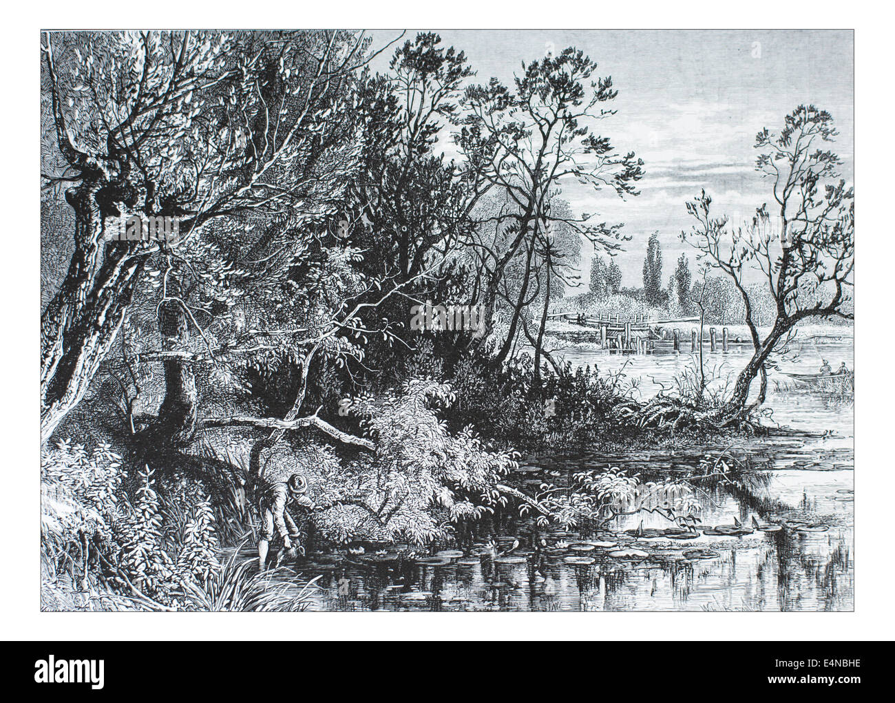 Verrouillage du temple près de Marlow  Illustration de 'les îles britanniques - Cassell & Petter Galpin Partie 10 Europe pittoresque. 1877 L'Europe était un pittoresque' l'illustre série de magazines publiés par Cassell, Petter, Galpin & Co. de Londres, Paris et New York en 1877. Les publications touristiques représenté en Europe hante, avec des descriptions de texte et de l'acier et de gravures sur bois par d'éminents artistes de l'époque, tels que Harry Fenn, William H J Boot, Thomas C. L. Rowbotham, Henry T. Green , Myles B. Foster, John Mogford , David H. McKewan, William L. Leitch, Edmund M. Wimperis et Joseph B. Smith. Banque D'Images