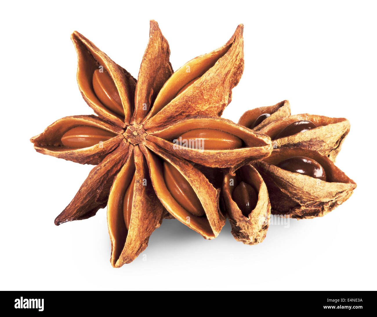 L'anis étoilé en libre sur fond blanc. Clipping Path Banque D'Images