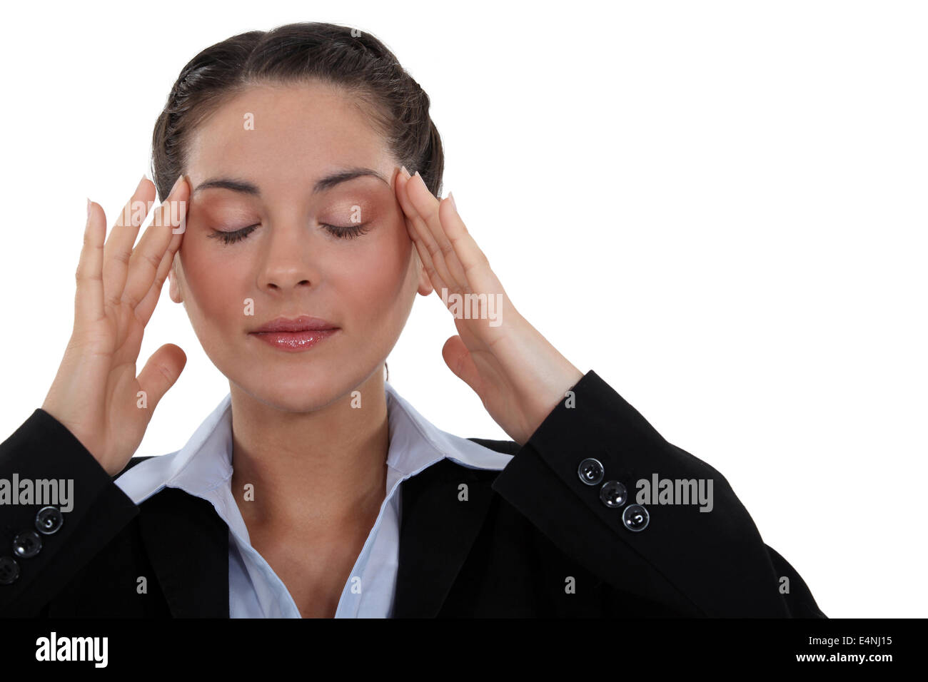 Businesswoman avec céphalée de tension Banque D'Images