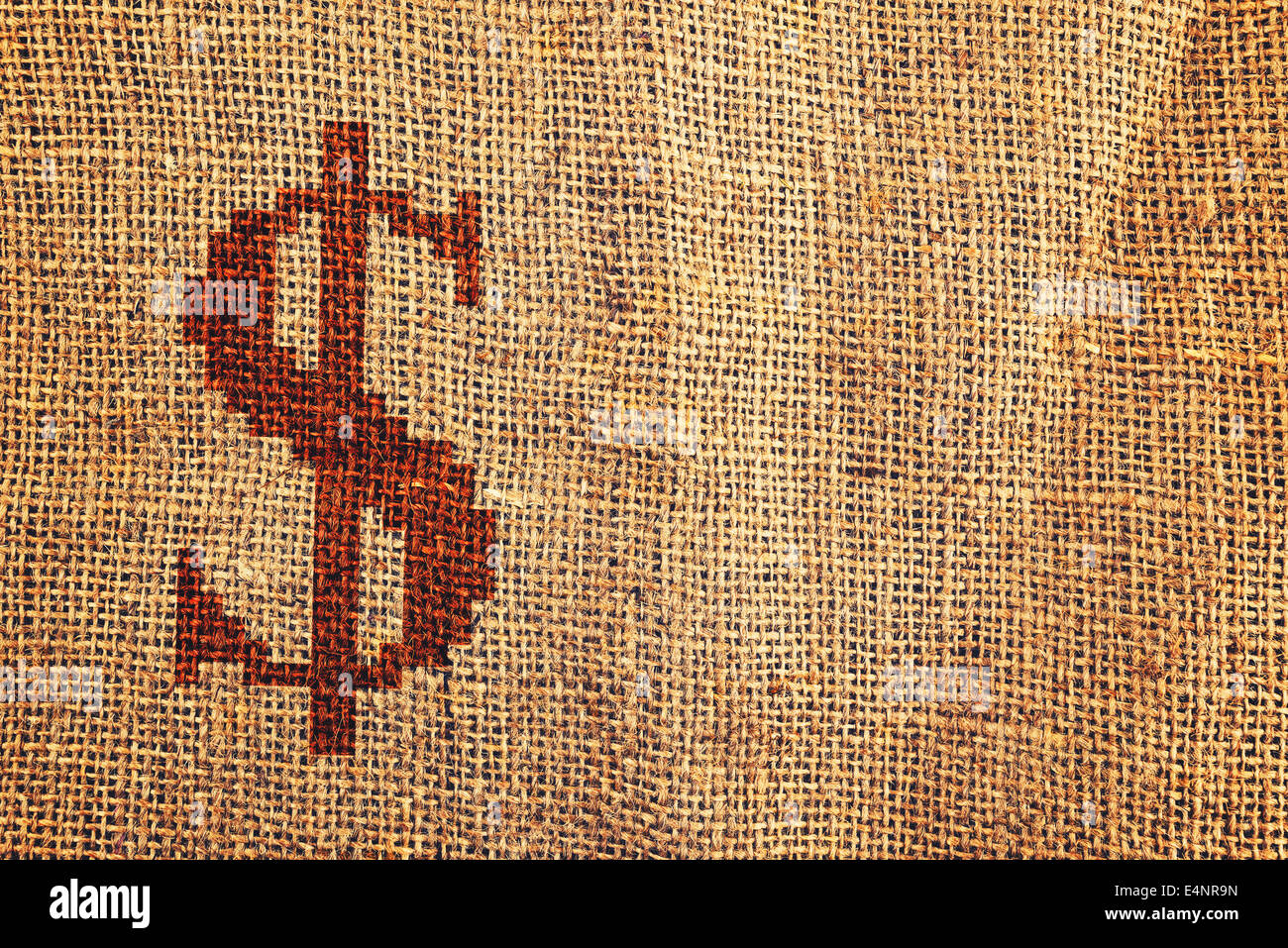 La lumière de la toile de jute naturelle , texture avec symbole du dollar pour l'arrière-plan Banque D'Images
