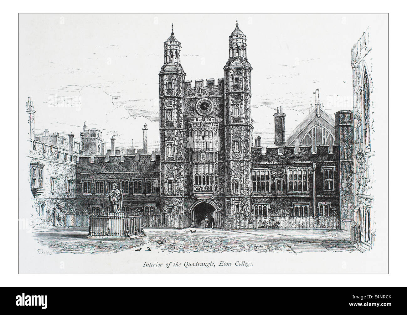 Intérieur de l'Eton College Quadrangle, Illustration de 'les îles britanniques - Cassell Petter Galpin et pittoresque partie 2 l'Europe. L'Europe était un pittoresque illustré Ensemble de magazines publiés par Cassell, Petter, Galpin & Co. de Londres, Paris et New York en 1877. Les publications touristiques représenté en Europe hante, avec des descriptions de texte et de l'acier et de gravures sur bois par d'éminents artistes de l'époque, tels que Harry Fenn, William H J Boot, Thomas C. L. Rowbotham, Henry T. Green , Myles B. Foster, John Mogford , David H. McKewan, William L. Leitch, Edmund M. Wimperis et Joseph B. Smith. Banque D'Images