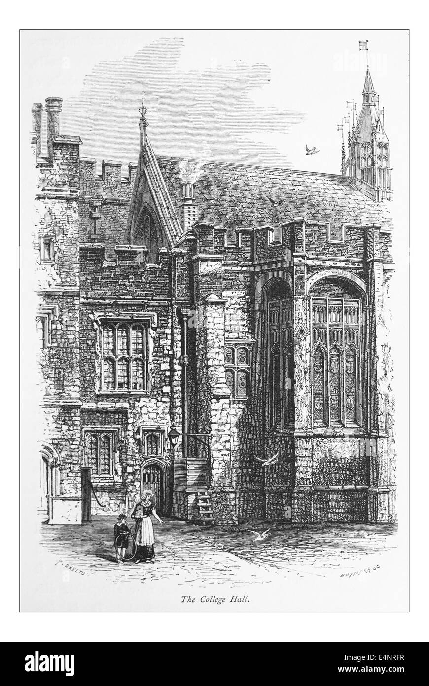 Le Hall du Collège d'Eton,  Illustration de 'les îles britanniques - Cassell Petter Galpin et pittoresque partie 2 l'Europe. L'Europe était un pittoresque illustré Ensemble de magazines publiés par Cassell, Petter, Galpin & Co. de Londres, Paris et New York en 1877. Les publications touristiques représenté en Europe hante, avec des descriptions de texte et de l'acier et de gravures sur bois par d'éminents artistes de l'époque, tels que Harry Fenn, William H J Boot, Thomas C. L. Rowbotham, Henry T. Green , Myles B. Foster, John Mogford , David H. McKewan, William L. Leitch, Edmund M. Wimperis et Joseph B. Smith. Banque D'Images