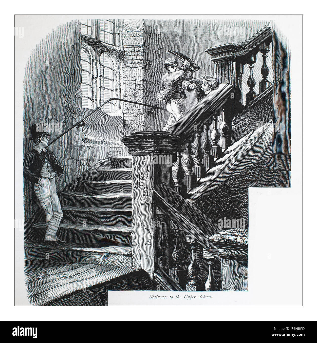 Escalier à l'École supérieure d'Eton, illustration from 'les îles britanniques - Cassell Petter Galpin et pittoresque partie 2 l'Europe. L'Europe était un pittoresque illustré Ensemble de magazines publiés par Cassell, Petter, Galpin & Co. de Londres, Paris et New York en 1877. Les publications touristiques représenté en Europe hante, avec des descriptions de texte et de l'acier et de gravures sur bois par d'éminents artistes de l'époque, tels que Harry Fenn, William H J Boot, Thomas C. L. Rowbotham, Henry T. Green , Myles B. Foster, John Mogford , David H. McKewan, William L. Leitch, Edmund M. Wimperis et Joseph B. Smith. Banque D'Images