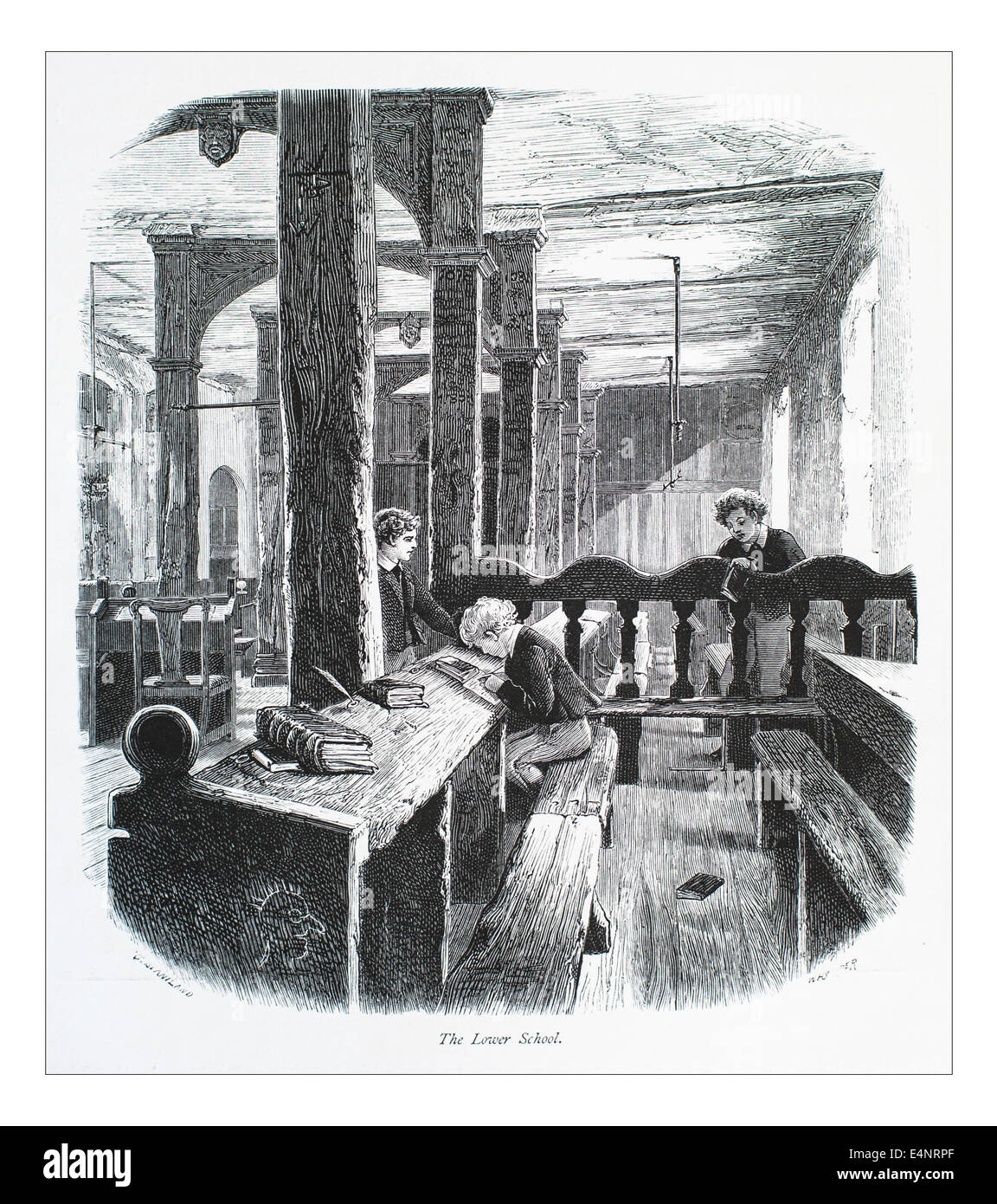 La basse École, Eton Illustration de 'les îles britanniques - Cassell Petter Galpin et pittoresque partie 2 l'Europe. L'Europe était un pittoresque illustré Ensemble de magazines publiés par Cassell, Petter, Galpin & Co. de Londres, Paris et New York en 1877. Les publications touristiques représenté en Europe hante, avec des descriptions de texte et de l'acier et de gravures sur bois par d'éminents artistes de l'époque, tels que Harry Fenn, William H J Boot, Thomas C. L. Rowbotham, Henry T. Green , Myles B. Foster, John Mogford , David H. McKewan, William L. Leitch, Edmund M. Wimperis et Joseph B. Smith. Banque D'Images
