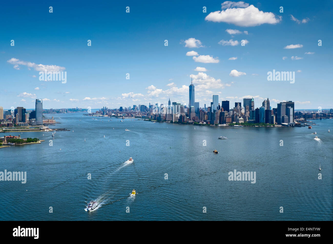 USA, New York, New York, vue aérienne de Manhattan et de New York City skyline Banque D'Images