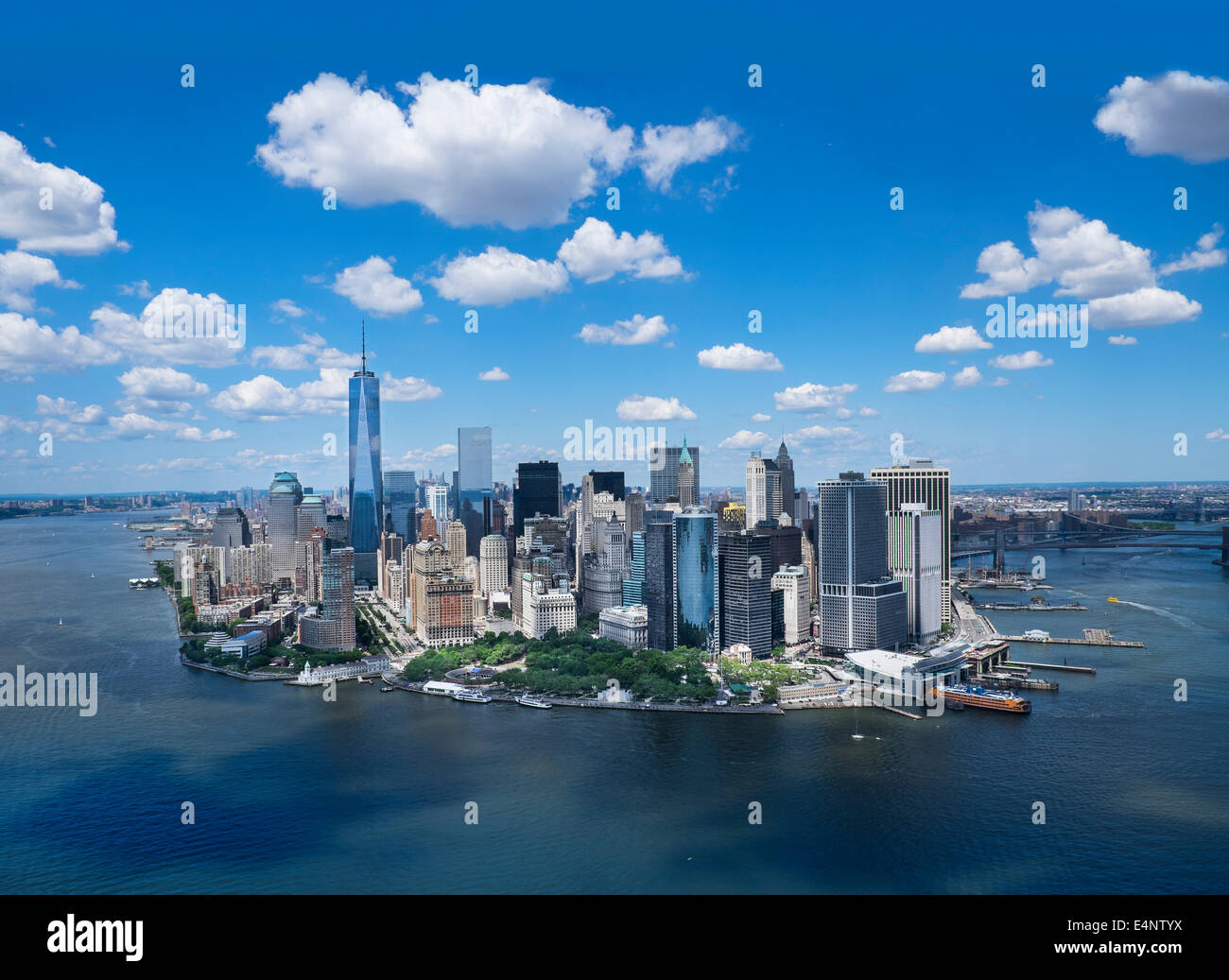 USA, New York, New York, vue aérienne de Manhattan et de New York City skyline Banque D'Images
