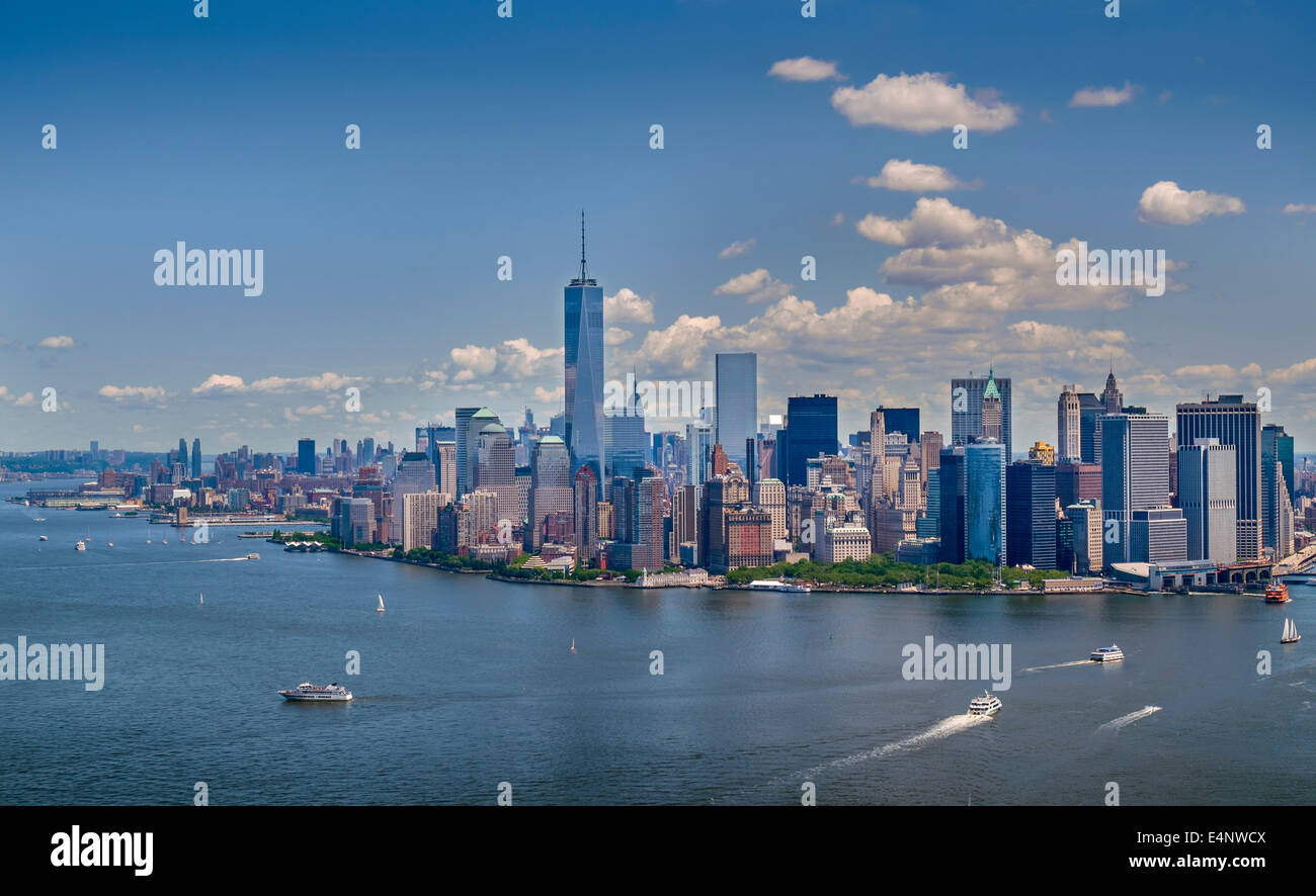 USA, New York, New York, vue aérienne de Manhattan et de New York City skyline Banque D'Images