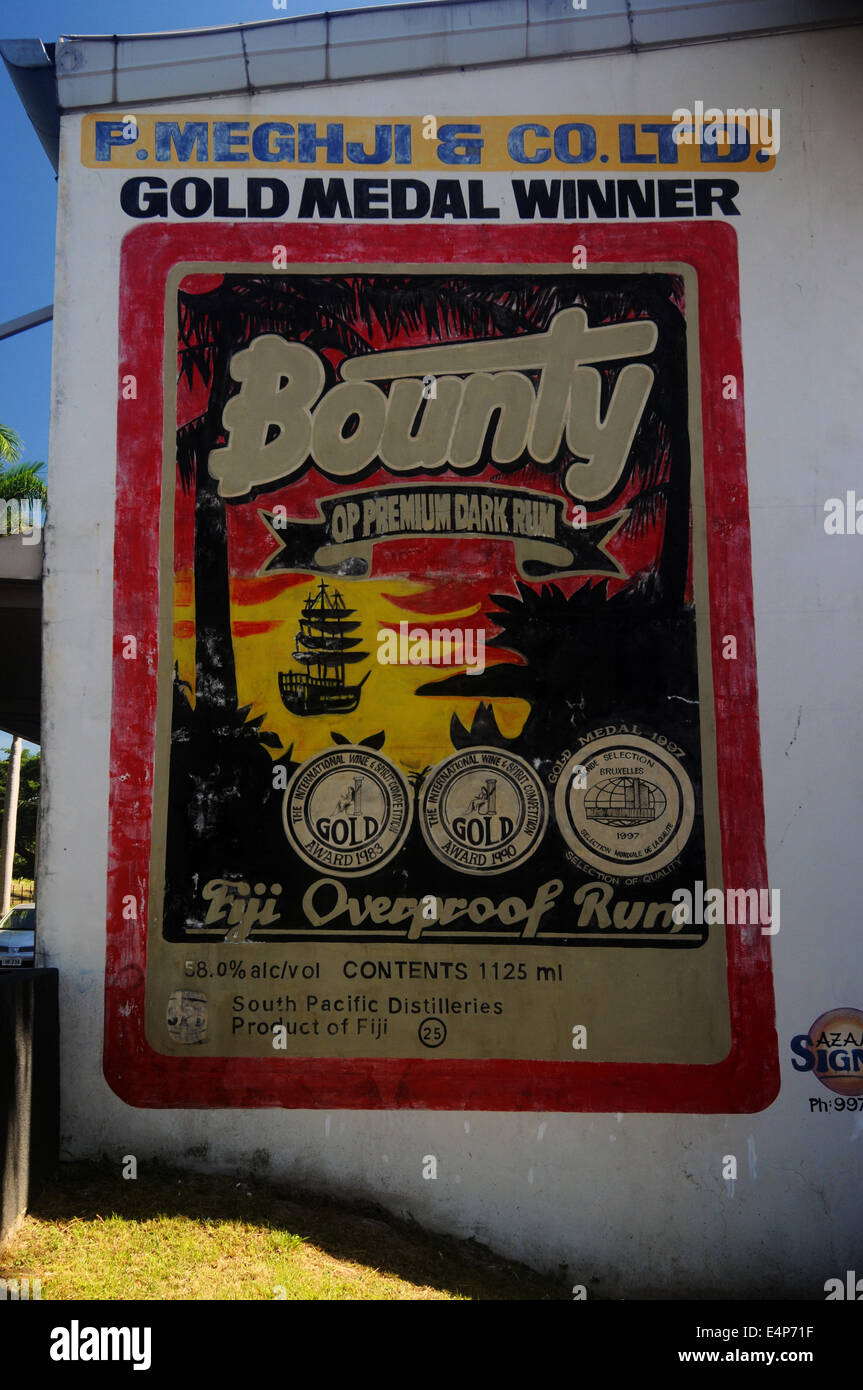 Peintes Fidji publicité rhum overproof appelé Bounty, Lautoka, Fidji. Pas de PR Banque D'Images