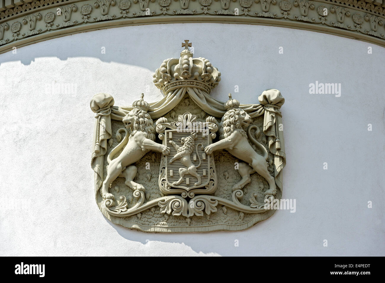 Armoiries des ducs de Nassau sur le Palais de la ville de Wiesbaden, Wiesbaden, Hesse, Allemagne Banque D'Images