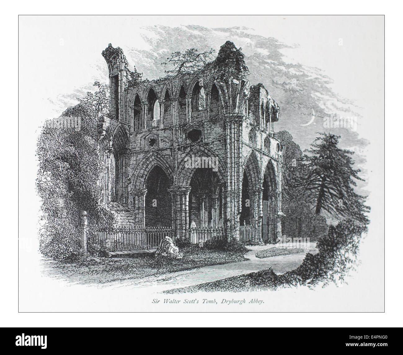 La Tombe de sir Walter Scott, à l'abbaye de Dryburgh Illustration de 'les îles britanniques - Cassell Petter Galpin et pittoresque partie 8 l'Europe. L'Europe était un pittoresque illustré Ensemble de magazines publiés par Cassell, Petter, Galpin & Co. de Londres, Paris et New York en 1877. Les publications touristiques représenté en Europe hante, avec des descriptions de texte et de l'acier et de gravures sur bois par d'éminents artistes de l'époque, tels que Harry Fenn, William H J Boot, Thomas C. L. Rowbotham, Henry T. Green , Myles B. Foster, John Mogford , David H. McKewan, William L. Leitch, Edmund M. Wimperis et Joseph B. Smith. Banque D'Images