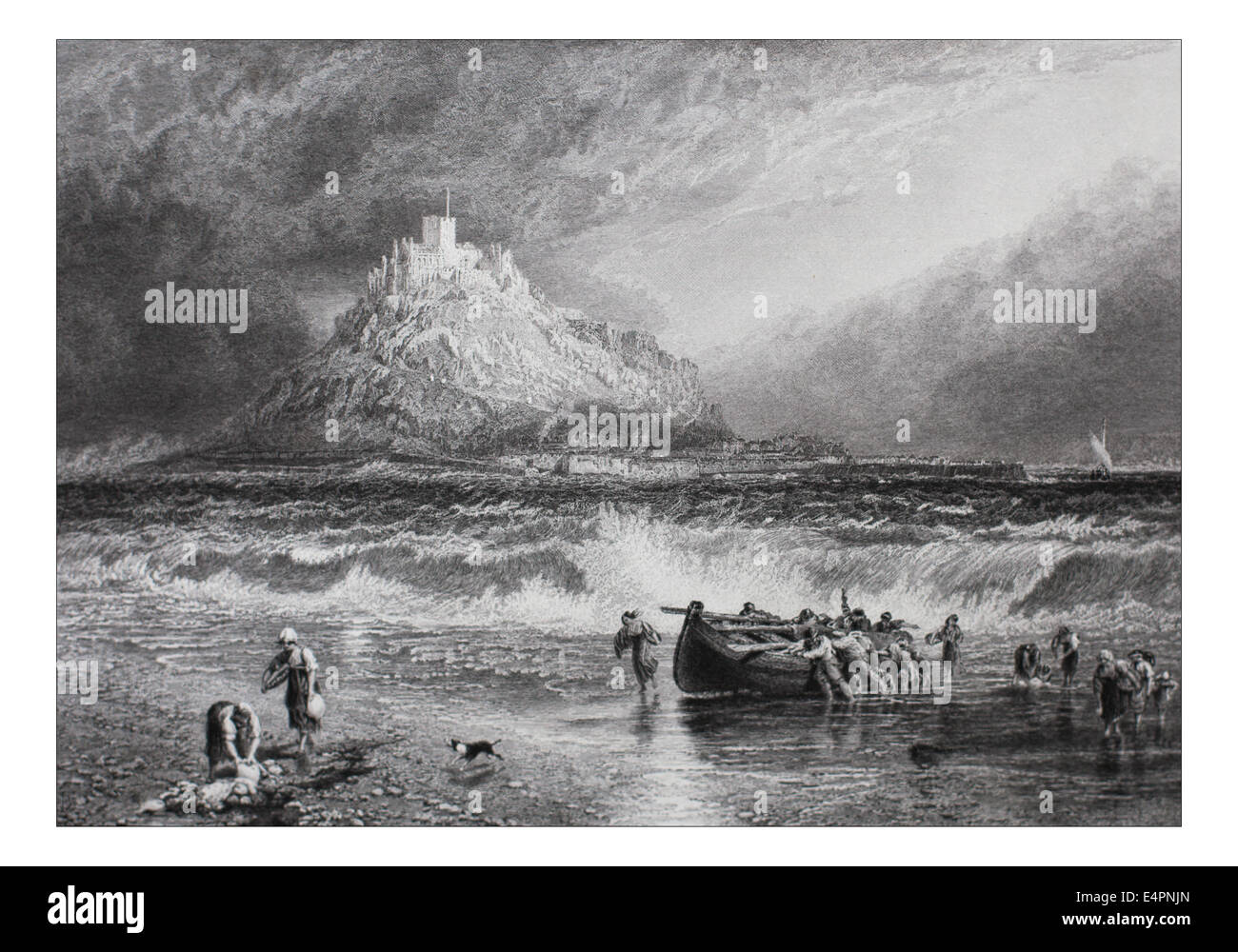 St Michael's Mount, Marazion, Cornwall Illustration de 'les îles britanniques - Cassell Petter Galpin et pittoresque partie 8 l'Europe. L'Europe était un pittoresque illustré Ensemble de magazines publiés par Cassell, Petter, Galpin & Co. de Londres, Paris et New York en 1877. Les publications touristiques représenté en Europe hante, avec des descriptions de texte et de l'acier et de gravures sur bois par d'éminents artistes de l'époque, tels que Harry Fenn, William H J Boot, Thomas C. L. Rowbotham, Henry T. Green , Myles B. Foster, John Mogford , David H. McKewan, William L. Leitch, Edmund M. Wimperis et Joseph B. Smith. Banque D'Images