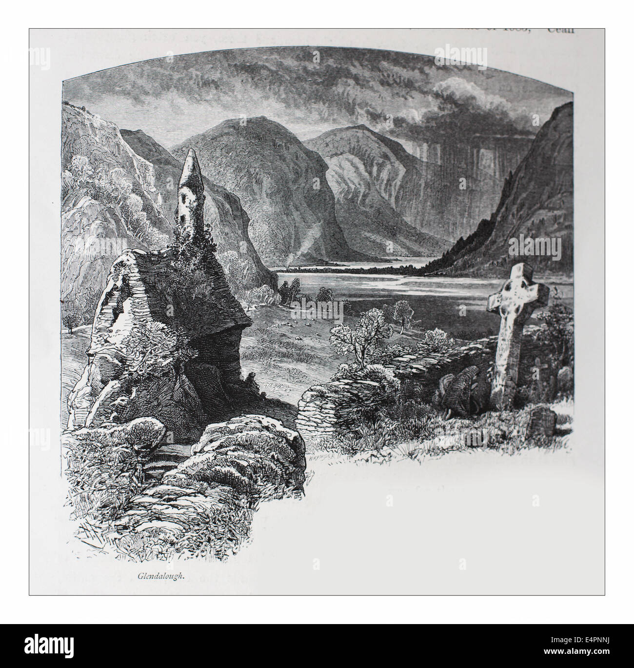 Gandalough, Parc National des Montagnes de Wicklow  Illustration de 'les îles britanniques - Cassell Petter Galpin et pittoresque partie 8 l'Europe. L'Europe était un pittoresque illustré Ensemble de magazines publiés par Cassell, Petter, Galpin & Co. de Londres, Paris et New York en 1877. Les publications touristiques représenté en Europe hante, avec des descriptions de texte et de l'acier et de gravures sur bois par d'éminents artistes de l'époque, tels que Harry Fenn, William H J Boot, Thomas C. L. Rowbotham, Henry T. Green , Myles B. Foster, John Mogford , David H. McKewan, William L. Leitch, Edmund M. Wimperis et Joseph B. Smith. Banque D'Images