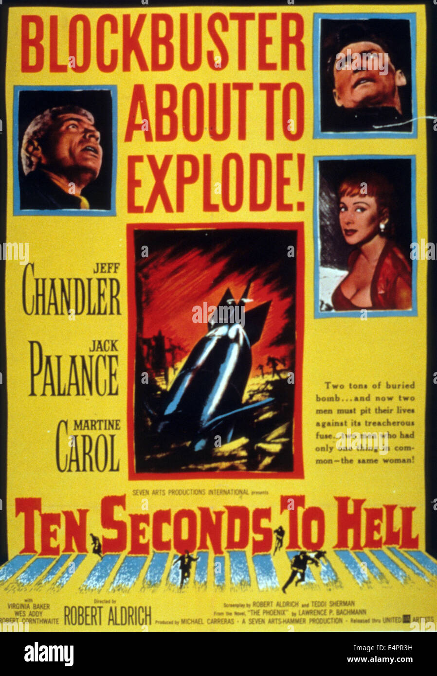 Dix secondes à l'enfer pour l'affiche de 1959 avec Martine Carol film Hammer, Jeff Chandler et Jack Palance Banque D'Images