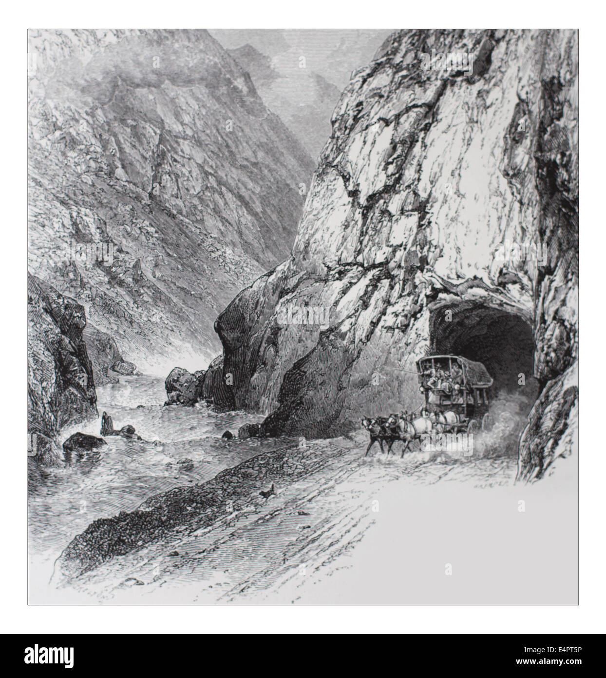 Tunnel sur le St.Gothard Road, près de Andermatt Illustration de 'les îles britanniques - Cassell Petter Galpin et pittoresque partie 8 l'Europe. L'Europe était un pittoresque illustré Ensemble de magazines publiés par Cassell, Petter, Galpin & Co. de Londres, Paris et New York en 1877. Les publications touristiques représenté en Europe hante, avec des descriptions de texte et de l'acier et de gravures sur bois par d'éminents artistes de l'époque, tels que Harry Fenn, William H J Boot, Thomas C. L. Rowbotham, Henry T. Green , Myles B. Foster, John Mogford , David H. McKewan, William L. Leitch, Edmund M. Wimperis et Joseph B. Smith. Banque D'Images