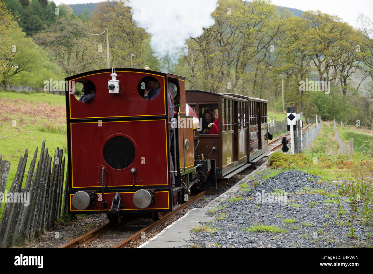 L'Corris narrow gauge steam railway, Snowdonia Powys Pays de Galles UK Banque D'Images