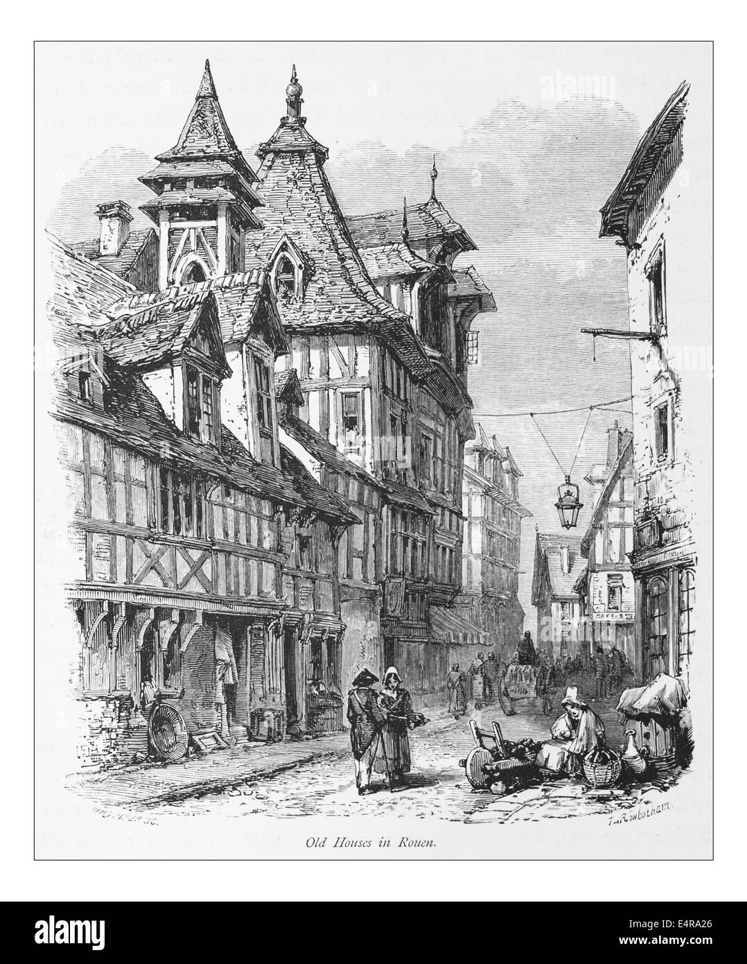 Vieille maison à Rouen, France  Illustration de 'les îles britanniques - Cassell Petter Galpin et pittoresque partie 8 l'Europe. L'Europe était un pittoresque illustré Ensemble de magazines publiés par Cassell, Petter, Galpin & Co. de Londres, Paris et New York en 1877. Les publications touristiques représenté en Europe hante, avec des descriptions de texte et de l'acier et de gravures sur bois par d'éminents artistes de l'époque, tels que Harry Fenn, William H J Boot, Thomas C. L. Rowbotham, Henry T. Green , Myles B. Foster, John Mogford , David H. McKewan, William L. Leitch, Edmund M. Wimperis et Joseph B. Smith. Banque D'Images