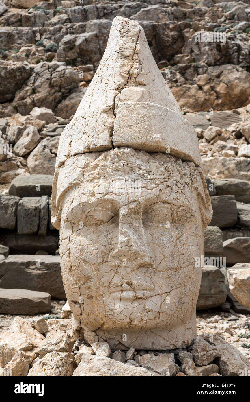 Chef d'Antiochus, terrasse est, ou Nemrut Nemrud Dagh, Anatolie, Turquie Banque D'Images
